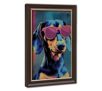 Fun Neon Dachshund Animal Portrait Bathroom Decor Canvas Poster Bedroom Decor Landscape Office Room Decor Gift 12" L X 18" W