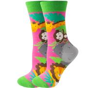 Fun Novelty Socks for Women Men - Cute Pink Flamingo, Unicorn, Dinosaur, Sloth & Koala Animal Print Crew Socks,Funny Fruit Flower Colorful Gifts for Girls Teens (zoo)