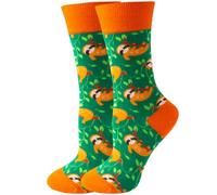 Fun Novelty Socks for Women Men - Cute Pink Flamingo, Unicorn, Dinosaur, Sloth & Koala Animal Print Crew Socks,Funny Fruit Flower Colorful Gifts for Girls Teens (Green bottom Shulai)