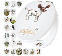 Fun Novelty Toilet Seat Soft Close, Easy Fit, Printed On 3 Surfaces with Bryn Parry Humorous Springer Spaniel Art. A Delightful Country Home Decor Gift Idea for Springer Spaniel & Gun Dog Owners.