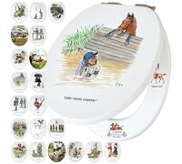Fun Novelty Toilet Seat Soft Close,Top & Bottom Fixing, Printed On 3 Surfaces With Bryn Parry Equestrian Art Of Eventing, Show Jumping, Dressage Images. A Delightful Horse Riding Enthusiast Gift Idea.