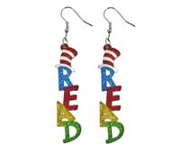 Fun Pair of Read Earrings for Teachers. Fun Drop and Dangle Colorful Earrings for Women and Teachers. Fun Drop and Dangle Earrings for Read Across America. Fun Teacher Themed Earrings for Teachers