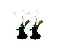 Fun Pair of Wicked Witch Fan Art Earrings for Women. Witch of the West Classic Halloween/Cosplay Accessories for Women. Wonderful Wizard Inspired Green Glitter Ear Accessory