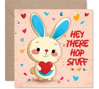 Fun Partner Valentines Day Card - Hop Stuff - Cute Happy Valentines Card for Partner from Boyfriend Girlfriend, 145mm Adorable Valentine Greeting Cards