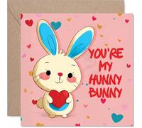 Fun Partner Valentines Day Card - Hunny Bunny - Cute Happy Valentines Card for Partner from Boyfriend Girlfriend, 145mm Adorable Valentine Greeting Cards