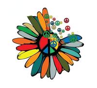 Fun Personality Flower Power Peace Decal for Campers, Bicycles, Bumpers Vinyl Sticker 13cm X 12.3cm(Pink2,20cmx18.9cm)