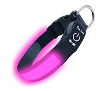 Fun Pets LED Dog Collar in Pink - USB Rechargeable Pet Safety Collar - Great Visibility & Improved Safety (40cm - 50cm / 15.7" - 19.7")