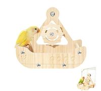 Fun Pirate Ship, Natural Wooden Perch, 8.5x4.5 Inches Bird Toy with Sturdy Build, Smooth Timber Parrot Perch, Nautical Theme with Style, Cage Decor for Parakeets & Canaries