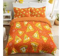 Fun Pizza Super King Duvet Cover Set Soft Lightweight Pop Art Food Party Bedding Set with 2 Pillowcases Kids Adults Teens Quilt Cover with Zipper Closure, Orange