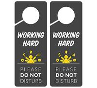 Working Sign for Door, 2 Pack (Printed on Both Sides), 9.3″x3.5″ PVC Plastic, Home Office Accessories, Do Not Disturb Sign, Studying Sign, Working from Home, Do Not Disturb Door Hanger Sign