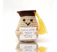 Fun potato figurines, potato pocket pillows, creatively knitted wool lucky potatoes, come with a positive energy card, making them a fun gift for your girlfriend or colleague (black and white)