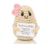 Fun potato figurines, potato pocket pillows, creatively knitted wool lucky potatoes, come with a positive energy card, making them a fun gift for your girlfriend or colleague (foggy white)