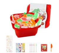 Fun Puffy Foam DIY Squishy Kit, Magic Foam Texture Painting Kit,Cute Vegetables 3D Puffy Paint Kit with Pattern and Stickers,with 5PCS Markers,DIY Painting Kitchen Toys for Kids,Kids Arts Gift-1 Set