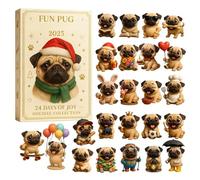 Fun Pug 2025 Holiday Advent Calendar, Christmas Advent Countdown Calendar, 24 Days of Joy Collection, Acrylic Christmas Countdown Ornaments, 18x26x3cm, Festive Home Decor