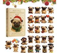 Fun Pug Advent Calendar 2025, 24 Days Christmas Advent Calendar, 2D Acrylic Cute Pugs Dog Ornaments, Dog Lovers Advent Calendars 2025, Holiday Treat For Pug Lovers, Christmas Tree Decorations