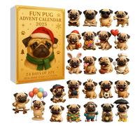 Fun Pug Advent Calendar 2025, 24 Days Christmas Countdown Calendar with 24 Cute Pug Dog Ornaments, Dog Lovers Advent Calendar 2025, Holiday Treat for Pug Lovers, Christmas Tree Decorations (Yellow-C)
