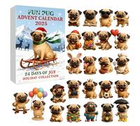 Fun Pug Advent Calendar 2025, 24 Days Christmas Countdown Calendar with 24 Cute Pug Dog Ornaments, Dog Lovers Advent Calendar 2025, Holiday Treat for Pug Lovers, Christmas Tree Decorations (Yellow-G)