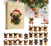 Fun Pug Advent Calendars 2025, 24 Days Christmas Countdown Calendar With 24 Cute Pugs Dog Ornaments, Dog Lovers Advent Calendars 2025, NEW Holiday Treat For Pug Lovers, Xmas Tree Decor