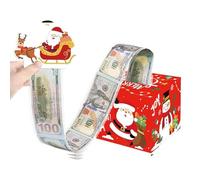Fun Pull Cash Box for Christmas Party - Surprise Money Gift Box for Kids & Adults (Red)