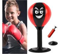 Fun Punch Rage Bag Desktop Punching Bag Stress Relief Tool for All Ages, Strong Suction Cup Desk Boxing Punch Ball, Table Boxing Speed Ball for Home Office Desks, Work Tables and Counters (Red)