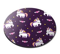 Fun Purple Unicorn Horse - Flexible Round 5mm Rubber Mouse Mat Pad Office Home Novelty Printed Desk Accessory 2110