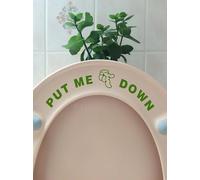 Fun 'Put Me Down' Funny Toilet Seat Sticker Bathroom Cute Wall Decal - Home Accessory - Potty Training (Green)