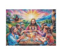 Fun Puzzle Challenge with Last Supper Jesus Religious Faith Spiritual 500 Pieces Adult Stimulating Creative And Perfect for Home 500 PCS（52×38cm）