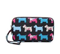 Fun PVC Canvas Wallet Purse Pouch Triple Zip w/Wrist Strap Wristlet Clutch Bag Xmas Bday Gift (Dogs)