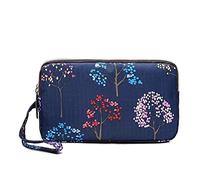 Fun PVC Canvas Wallet Purse Pouch Triple Zip w/Wrist Strap Wristlet Clutch Bag Xmas Bday Gift (Spotty Trees)
