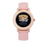Fun Quotes Make Pizza Women's Wrist Watch Fashion Wristwatches with Pink Strap Gifts for Women Mother Wife Birthday