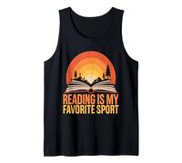 Fun Reading is My Favorite Sport Retro Rainbow Book Lover Tank Top