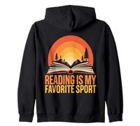 Fun Reading is My Favorite Sport Retro Rainbow Book Lover Zip Hoodie