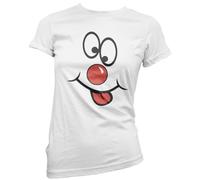 Fun Red Nose Tshirt - Funny Face 2026 Charity Event Womens Fitted T-Shirt - School Event Day Top Friday Wear Red Tee L White