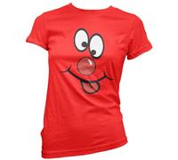 Fun Red Nose Tshirt - Funny Face 2026 Charity Event Womens Fitted T-Shirt - School Event Day Top Friday Wear Red Tee M Red