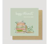 Fun Retirement Card Enjoy New Chapter Book - Stylish Illustrated Greeting Card