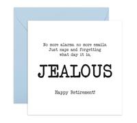 Fun Retirement Card - "No More Alarms & Emails" - Farewell Gift for Retirees, Colleagues, Coworkers, Boss, Supervisor, Teammates, Officemates, Buddy, Friends, Besties, Him, Her - Comes with Stickers