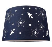 Fun Rockets and Stars Childrens/Kids Cotton Bedroom Shade or Lamp Happy Homewares Blue 12 inches