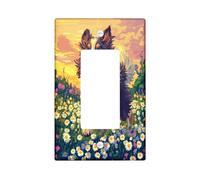 Fun Rough Collie Dog Decorative Switch Cover Plate 1 Gang Single Rocker, Spring Pixel Daisy Scene Chien Electrical Faceplate for Bedroom Bathroom Decor, Puppy Standard Size Switchplate