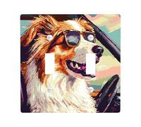 Fun Rough Collie Dog Switch Cover Wall Plate 2 Gang Double Toggle, Pixel Art Chien Electrical Faceplate for Bedroom Bathroom Decor, Puppy Standard Size Switchplate