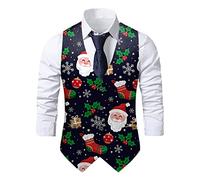Fun Santa Christmas Waistcoats - Men's Regular Fit Graphic Pockets Suit Vests