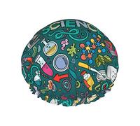 Fun Science Waterproof Shower Cap,Elastic Bathing Hair Cap Environmental Protection Hair Bath Caps, Double WaterproofBathing Shower Hat