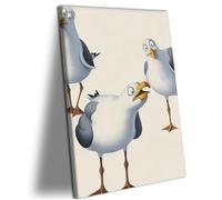 Fun seagull canvas wall art humorous seaside cartoon bird poster print gallery home decor suitable for living room bedroom bathroom children's room office 16x24 inches ready to hang