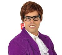 Fun Shack Mens Spy Movie Wig, Brown Gigolo Wig Mens, Movie Character Wigs, 1960s Costume Wigs, Powers Goofy Groovy Wig Men One Size