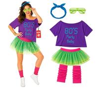 Fun Shack FN4360 Print Tutu Kit, Women, 80's Party Baby, One Size