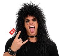 Fun Shack 80s Mullet Wig Men Long Black Rocker Wig, 80s Rock Costume Accessory for Parties and Themed Events, One Size