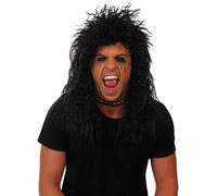 Fun Shack 80s Mullet Wig Men Long Black Rocker Wig, 80s Rock Costume Accessory