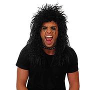 Fun Shack 80s Mullet Wig Men Long Black Rocker Wig, 80s Rock Costume Accessory for Parties and Themed Events, One Size
