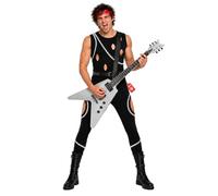 Fun Shack, 80s Fancy Dress Mens, Halloween Costumes for Men | Black Pull-on Trousers, Torn Black Waistcoat Top, Studded Belt Included, Perfect for Halloween, Great for Fancy Dress