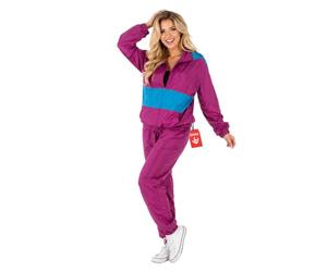 Fun Shack, 80s Shell Suit Women, Halloween Costume | Purple Retro Tracksuit with a Zip-front Jacket Included, Perfect for Halloween, Great for Fancy Dress