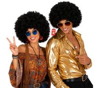 Fun Shack Black Afro Wig Men and Women, Womens Mens Afro Wig, 70s Wig Adults, Hippy Wigs for Men Women, Afro Wigs Fancy Dress One Size